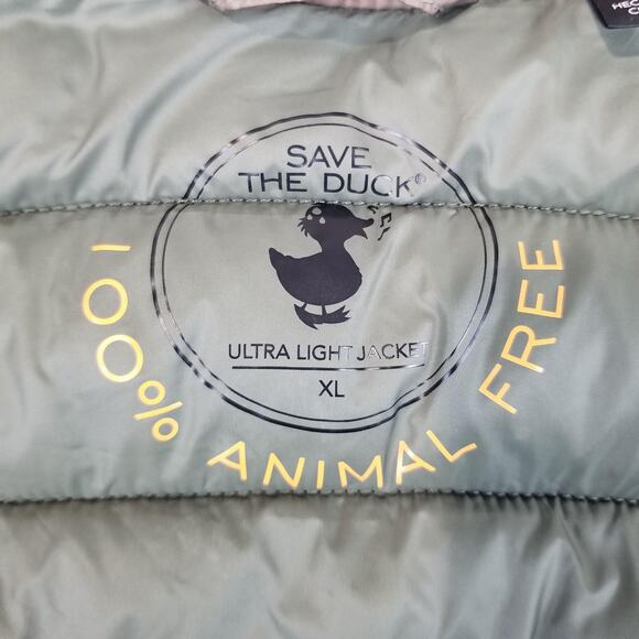 Save The Duck Jacket Mens XL Tan Ultralight Puffer Plumtech Animal Free Quilted - Picture 4 of 13